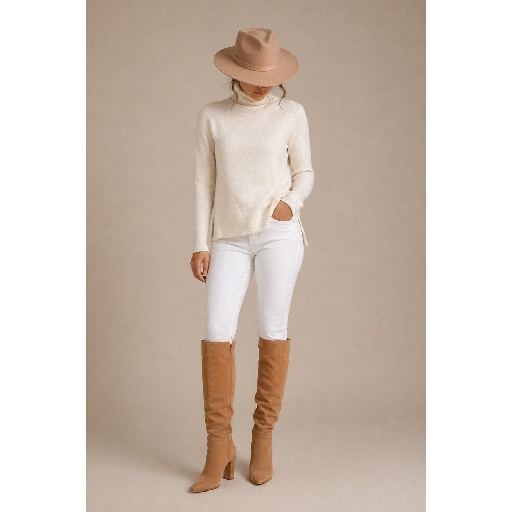 Banana Republic Turtleneck Sweater Women S Ivory Merino Wool Soft Career
